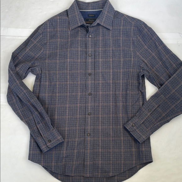 Jos. A. Bank Brown and Blue Casual Button Down Shirt Medium - Picture 1 of 15